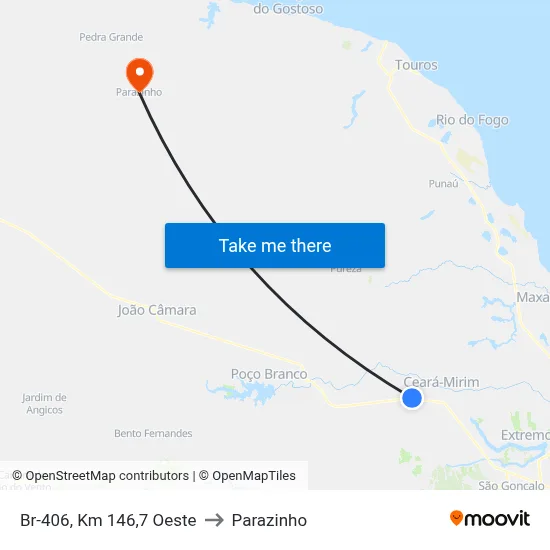 Br-406, Km 146,7 Oeste to Parazinho map