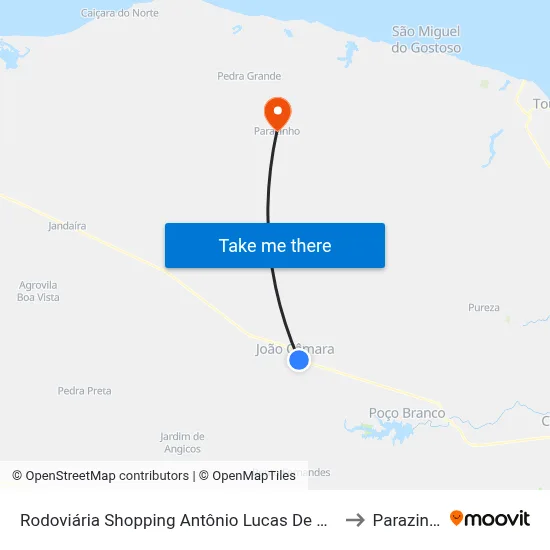 Rodoviária Shopping Antônio Lucas De Araújo to Parazinho map