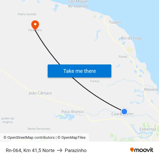 Rn-064, Km 41,5 Norte to Parazinho map