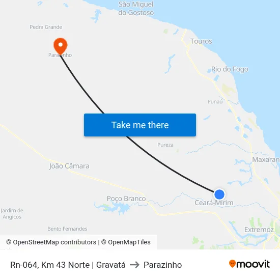 Rn-064, Km 43 Norte | Gravatá to Parazinho map