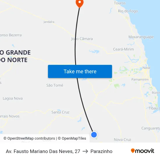 Av. Fausto Mariano Das Neves, 27 to Parazinho map
