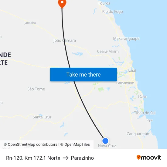 Rn-120, Km 172,1 Norte to Parazinho map