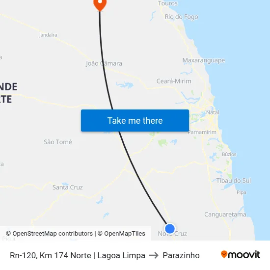 Rn-120, Km 174 Norte | Lagoa Limpa to Parazinho map