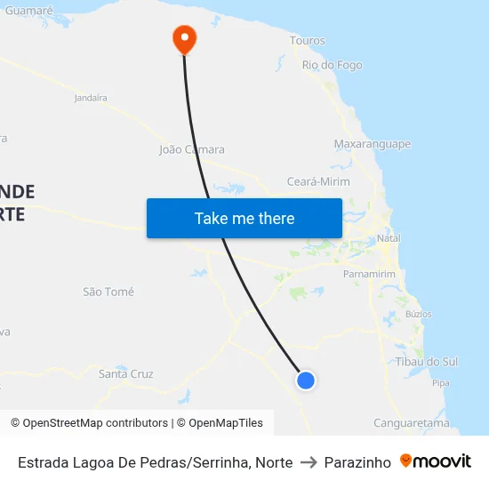 Estrada Lagoa De Pedras/Serrinha, Norte to Parazinho map