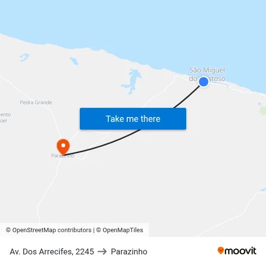 Av. Dos Arrecifes, 2245 to Parazinho map