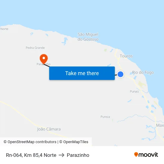 Rn-064, Km 85,4 Norte to Parazinho map