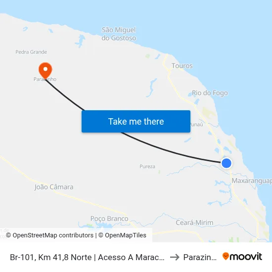 Br-101, Km 41,8 Norte | Acesso A Maracajaú to Parazinho map