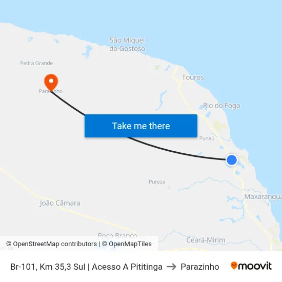Br-101, Km 35,3 Sul | Acesso A Pititinga to Parazinho map