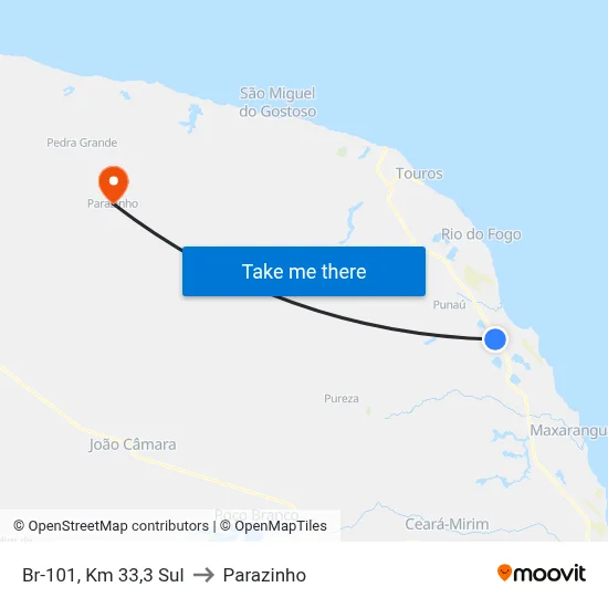 Br-101, Km 33,3 Sul to Parazinho map