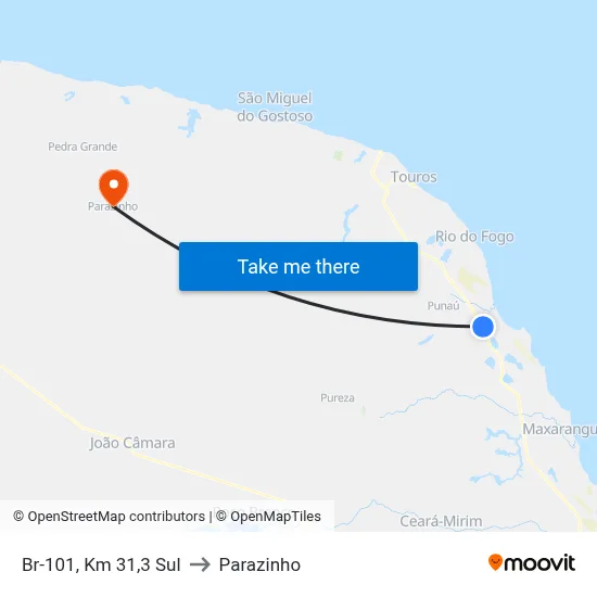Br-101, Km 31,3 Sul to Parazinho map