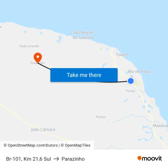 Br-101, Km 21,6 Sul to Parazinho map