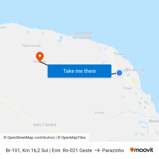 Br-101, Km 16,2 Sul | Entr. Rn-021 Oeste to Parazinho map