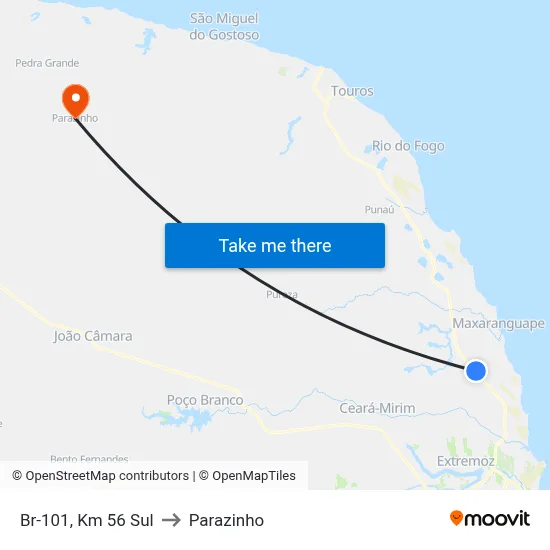 Br-101, Km 56 Sul to Parazinho map