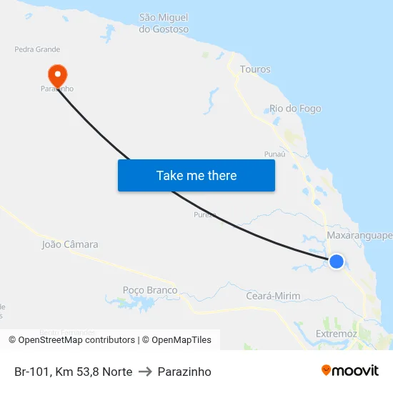 Br-101, Km 53,8 Norte to Parazinho map
