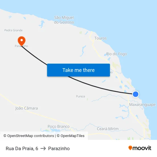 Rua Da Praia, 6 to Parazinho map