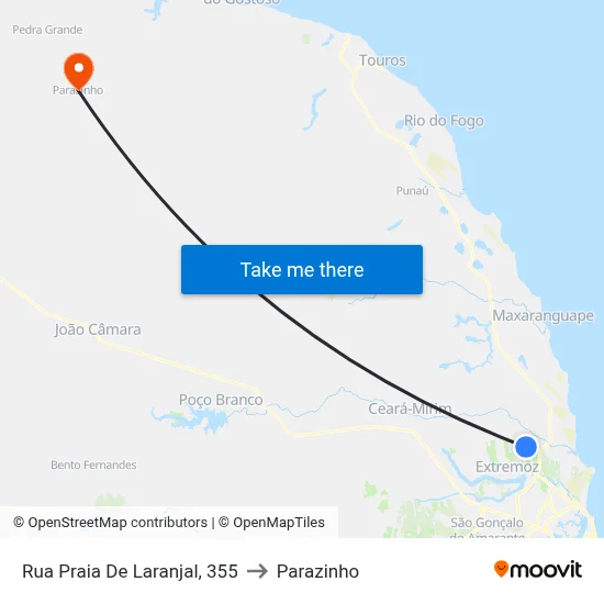 Rua Praia De Laranjal, 355 to Parazinho map