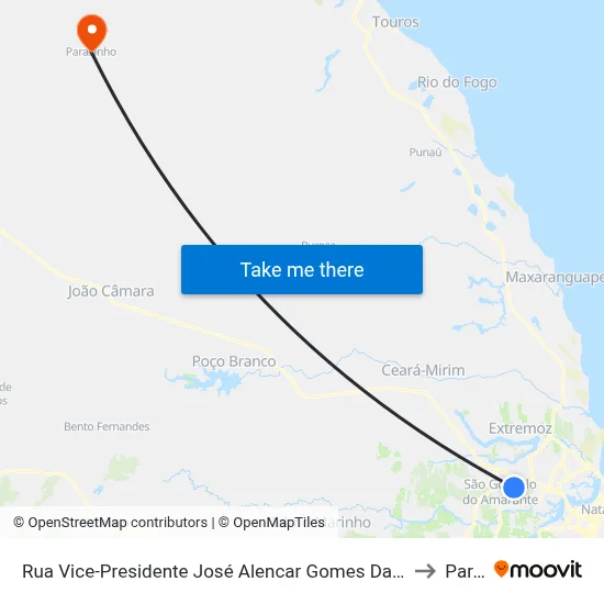 Rua Vice-Presidente José Alencar Gomes Da Silva, 951 | Terminal Dos Opcionais No Ruy Pereira to Parazinho map