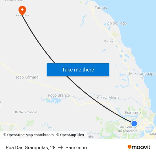 Rua Das Grampolas, 28 to Parazinho map