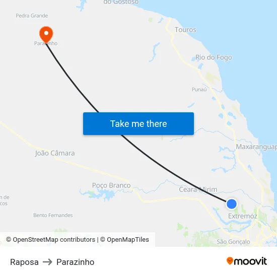 Raposa to Parazinho map