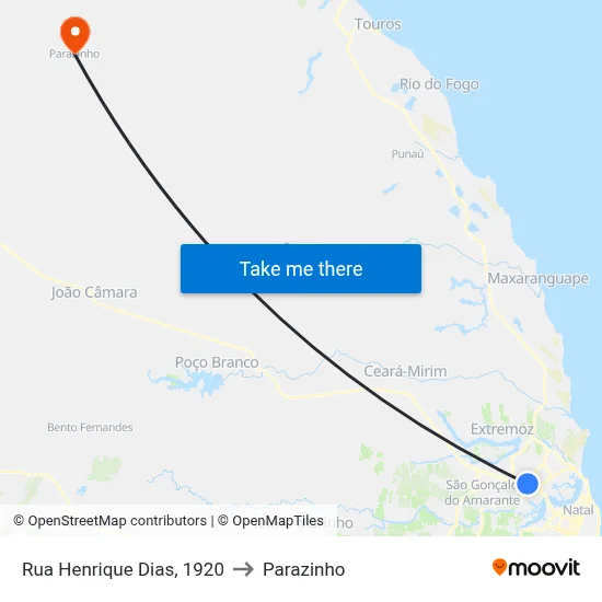 Rua Henrique Dias, 1920 to Parazinho map