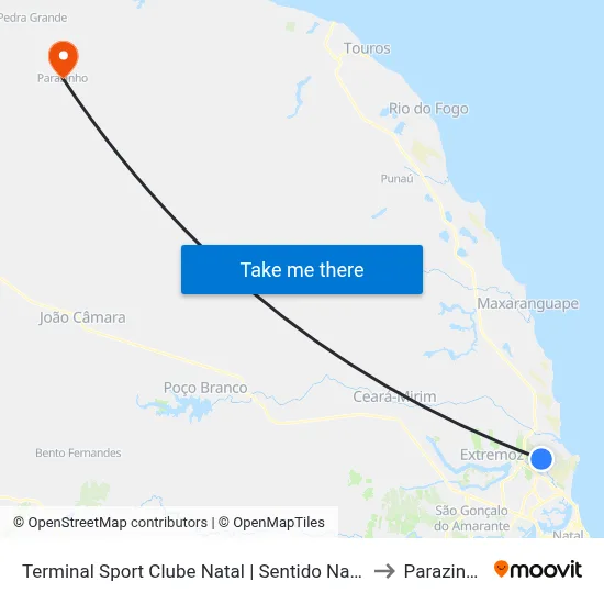 Terminal Sport Clube Natal | Sentido Natal to Parazinho map