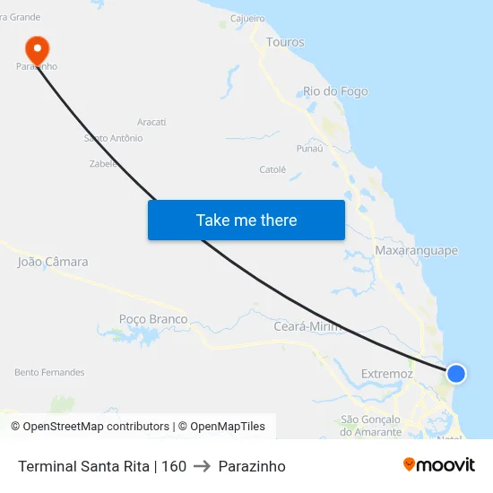 Terminal Santa Rita | 160 to Parazinho map