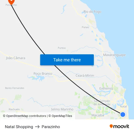 Natal Shopping to Parazinho map