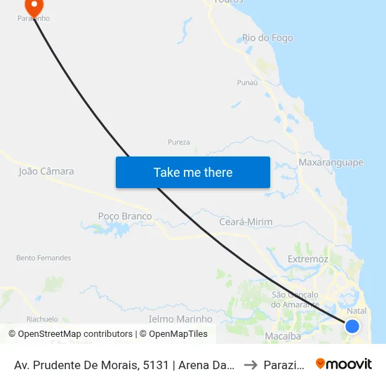 Av. Prudente De Morais, 5131 | Arena Das Dunas to Parazinho map