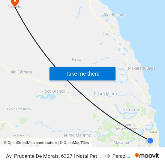 Av. Prudente De Morais, 6327 | Natal Pet Center to Parazinho map