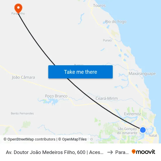 Av. Doutor João Medeiros Filho, 600 | Acesso Ao Atacadão Zona Norte to Parazinho map