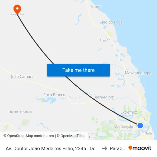 Av. Doutor João Medeiros Filho, 2245 | Depósito 2 Irmãos to Parazinho map