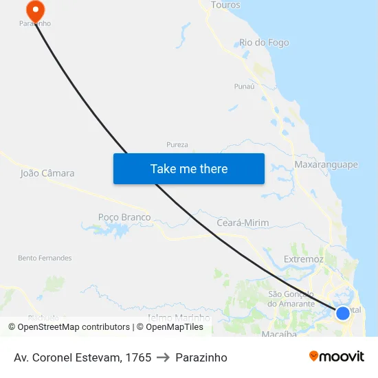 Av. Coronel Estevam, 1765 to Parazinho map
