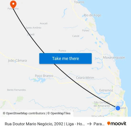 Rua Doutor Mario Negócio, 2092 | Liga - Hospital Doutor Luiz Antônio to Parazinho map