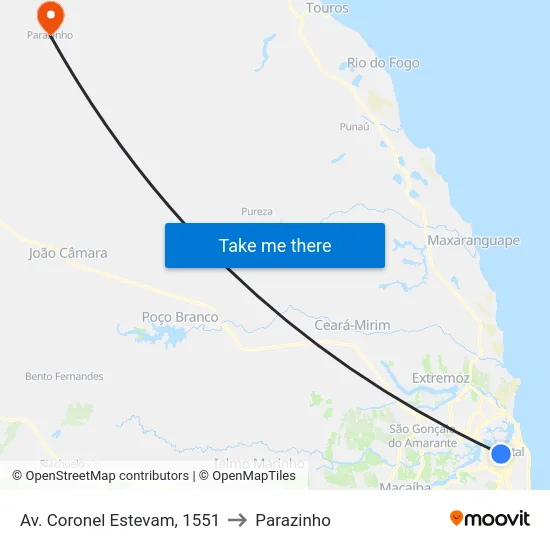 Av. Coronel Estevam, 1551 to Parazinho map