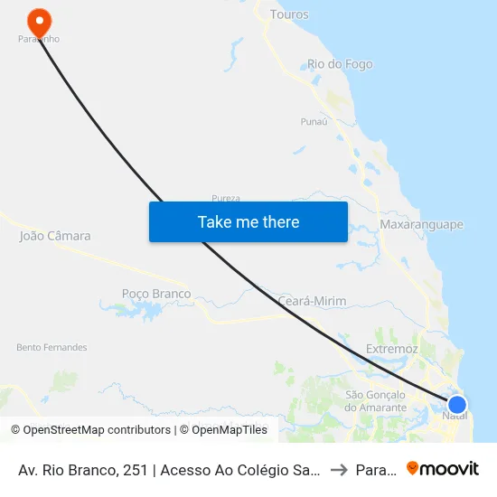 Av. Rio Branco, 251 | Acesso Ao Colégio Salesiano / Caern Zona Leste to Parazinho map