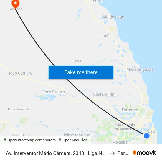 Av. Interventor Mário Câmara, 2340 | Liga Norte Riograndense Contra O Câncer to Parazinho map