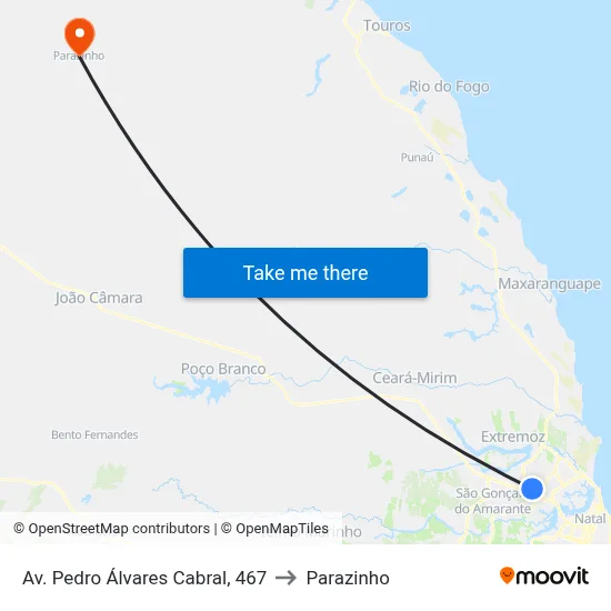 Av. Pedro Álvares Cabral, 467 to Parazinho map
