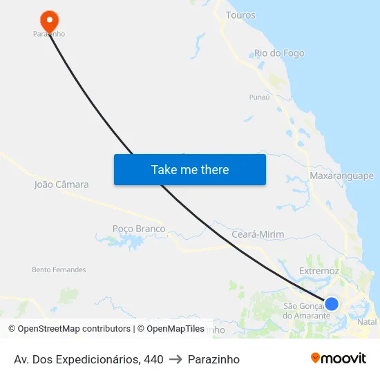 Av. Dos Expedicionários, 440 to Parazinho map