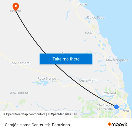 Carajás Home Center to Parazinho map