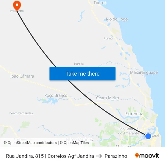 Rua Jandira, 815 | Correios Agf Jandira to Parazinho map