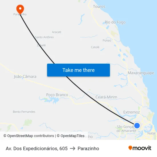 Av. Dos Expedicionários, 605 to Parazinho map
