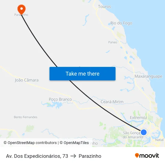Av. Dos Expedicionários, 73 to Parazinho map