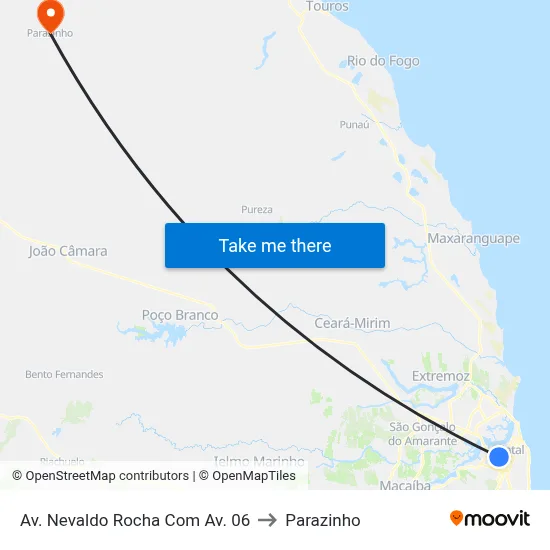 Av. Nevaldo Rocha Com Av. 06 to Parazinho map