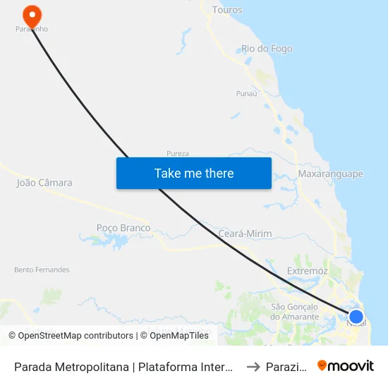 Parada Metropolitana | Plataforma Intermunicipal to Parazinho map
