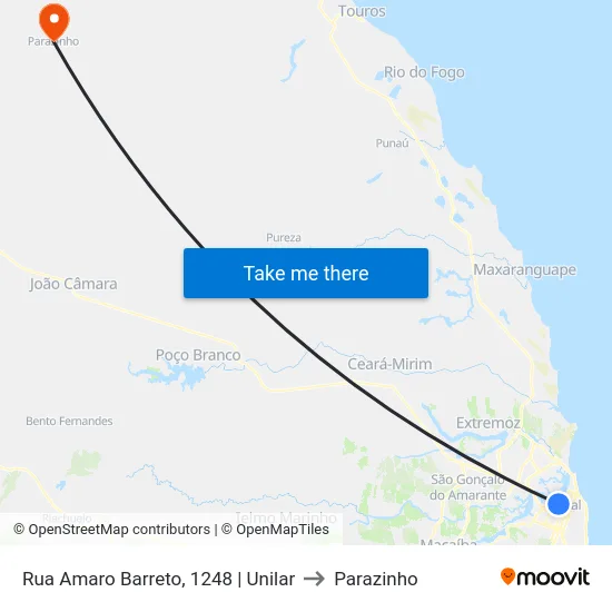 Rua Amaro Barreto, 1248 | Unilar to Parazinho map