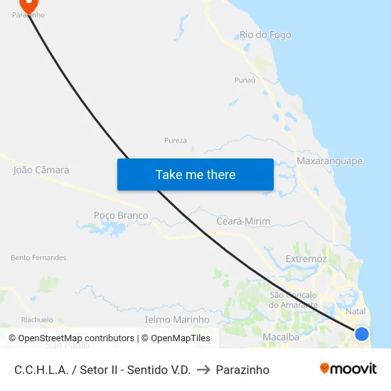 C.C.H.L.A. / Setor II - Sentido V.D. to Parazinho map