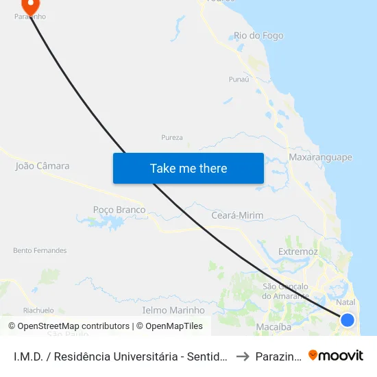 I.M.D. / Residência Universitária - Sentido R.U. to Parazinho map