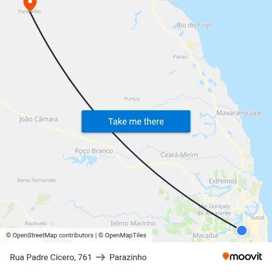 Rua  Padre Cícero, 761 to Parazinho map