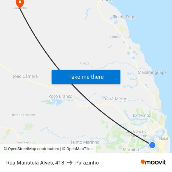 Rua Maristela Alves, 418 to Parazinho map
