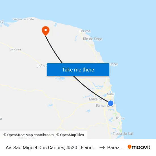 Av. São Miguel Dos Caribés, 4520 | Feirinha Pirangi to Parazinho map